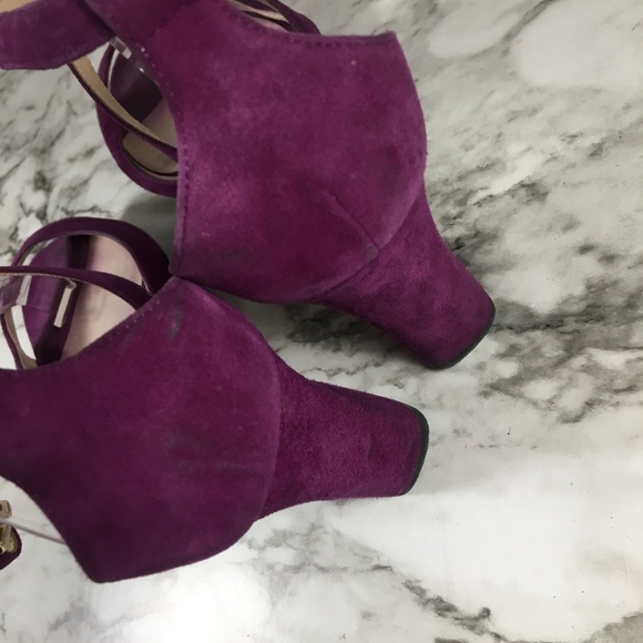 Jimmy Choo Purple Suede Strappy Open Toe Heels - Picture 4 of 8